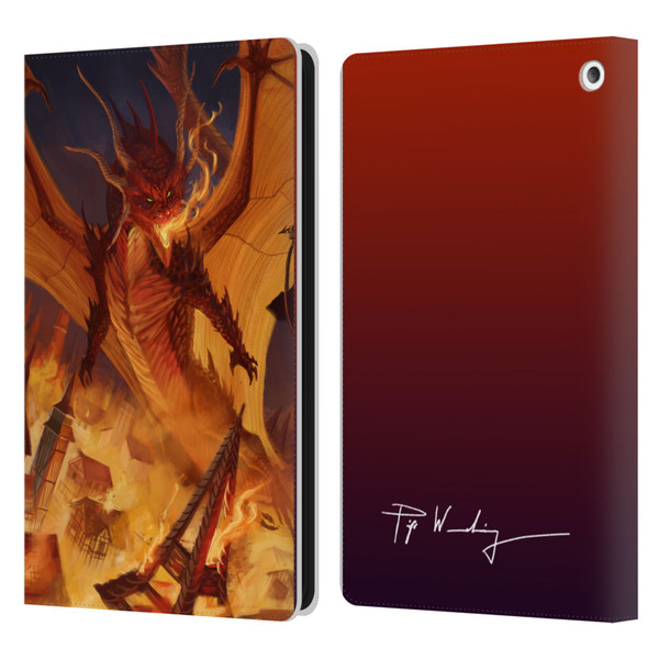 Piya Wannachaiwong Dragons Of Fire Dragonfire Leather Book Wallet Case Cover For Amazon Fire HD 8/Fire HD 8 Plus 2020