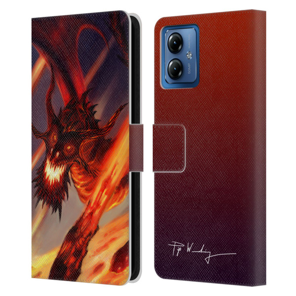 Piya Wannachaiwong Dragons Of Fire Soar Leather Book Wallet Case Cover For Motorola Moto G14