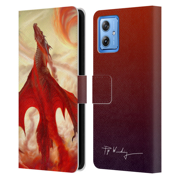 Piya Wannachaiwong Dragons Of Fire Mighty Leather Book Wallet Case Cover For Motorola Moto G54 5G