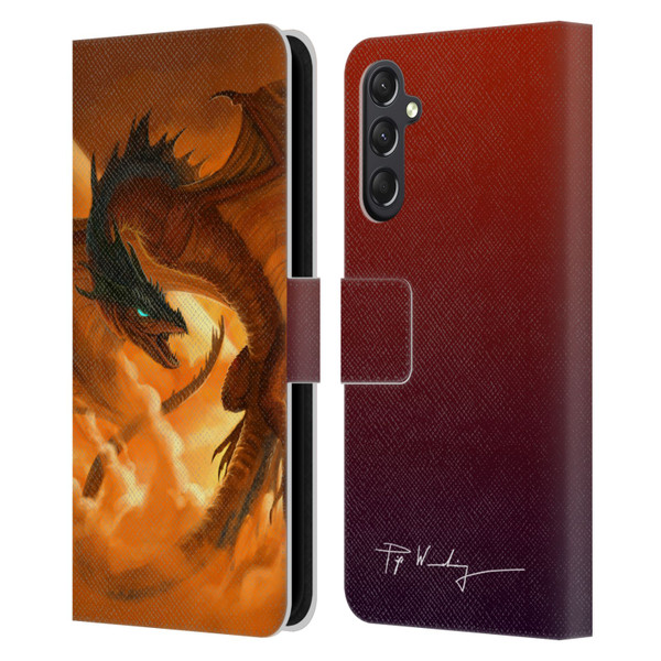 Piya Wannachaiwong Dragons Of Fire Sunrise Leather Book Wallet Case Cover For Samsung Galaxy A24 4G / M34 5G
