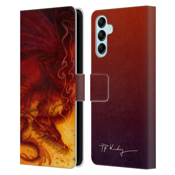Piya Wannachaiwong Dragons Of Fire Treasure Leather Book Wallet Case Cover For Samsung Galaxy M14 5G
