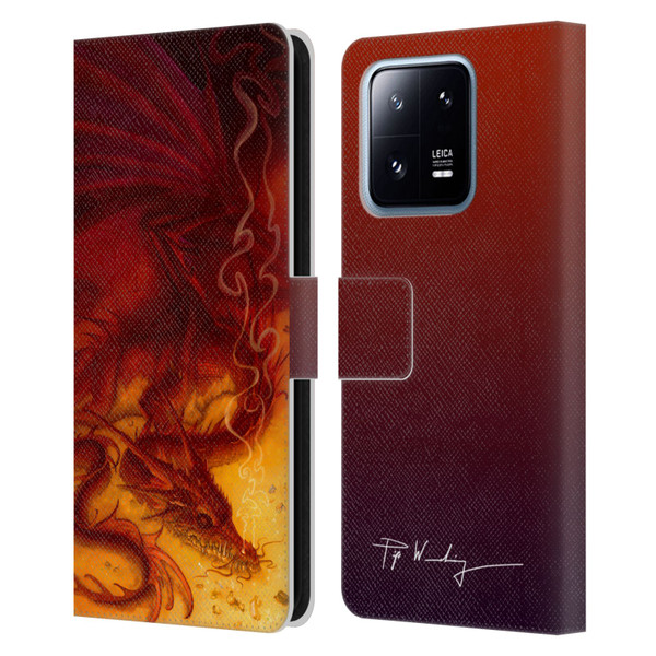 Piya Wannachaiwong Dragons Of Fire Treasure Leather Book Wallet Case Cover For Xiaomi 13 Pro 5G