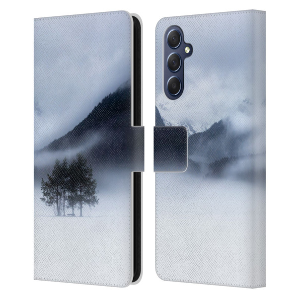 Patrik Lovrin Magical Foggy Landscape Fog, Mountains And A Tree Leather Book Wallet Case Cover For Samsung Galaxy M54 5G