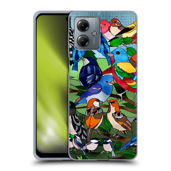 Suzan Lind Birds Stained Glass Soft Gel Case for Motorola Moto G14