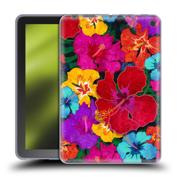 Suzan Lind Colours & Patterns Tropical Hibiscus Soft Gel Case for Amazon Fire HD 8/Fire HD 8 Plus 2020