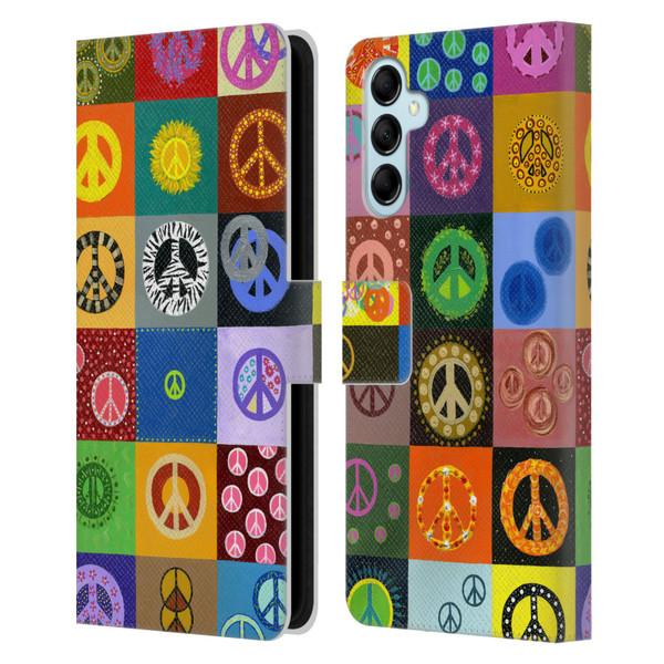 Suzan Lind Colours & Patterns Peace Quilt Leather Book Wallet Case Cover For Samsung Galaxy M14 5G