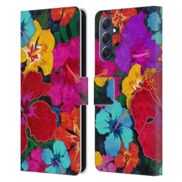 Suzan Lind Colours & Patterns Tropical Hibiscus Leather Book Wallet Case Cover For Samsung Galaxy M54 5G