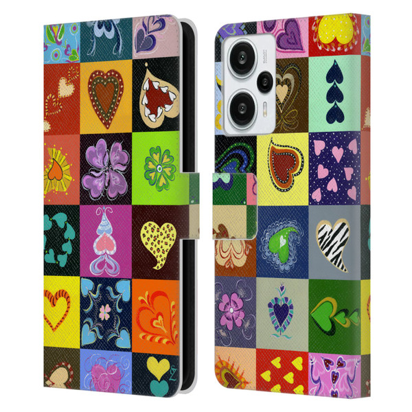 Suzan Lind Colours & Patterns Heart Quilt Leather Book Wallet Case Cover For Xiaomi Redmi Note 12T
