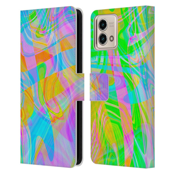 Suzan Lind Marble Abstract Rainbow Leather Book Wallet Case Cover For Motorola Moto G Stylus 5G 2023