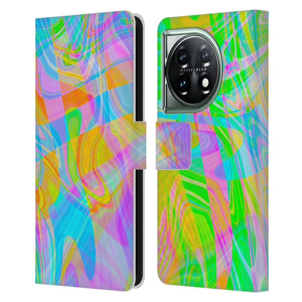 Suzan Lind Marble Abstract Rainbow Leather Book Wallet Case Cover For OnePlus 11 5G