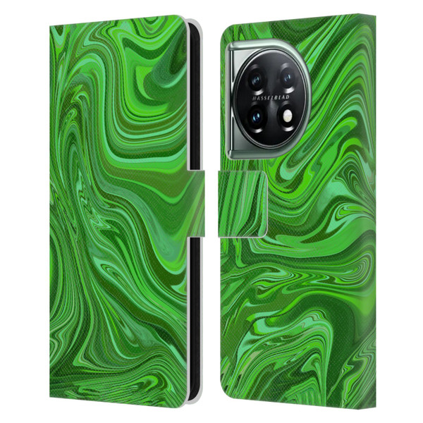 Suzan Lind Marble Emerald Green Leather Book Wallet Case Cover For OnePlus 11 5G