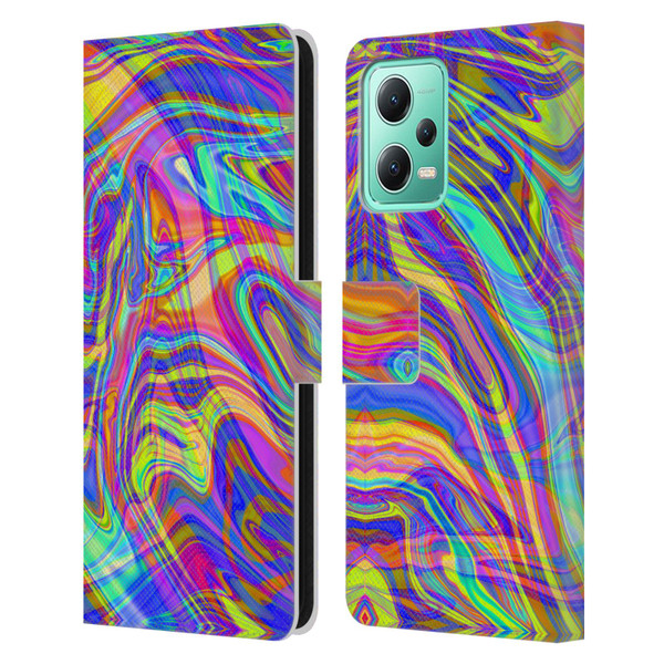 Suzan Lind Marble Illusion Rainbow Leather Book Wallet Case Cover For Xiaomi Redmi Note 12 5G