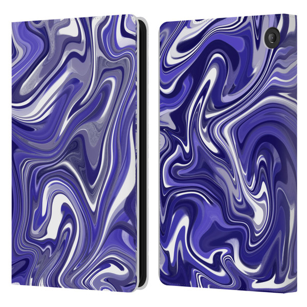 Suzan Lind Marble 2 Dark Violet Leather Book Wallet Case Cover For Amazon Fire 7 2022