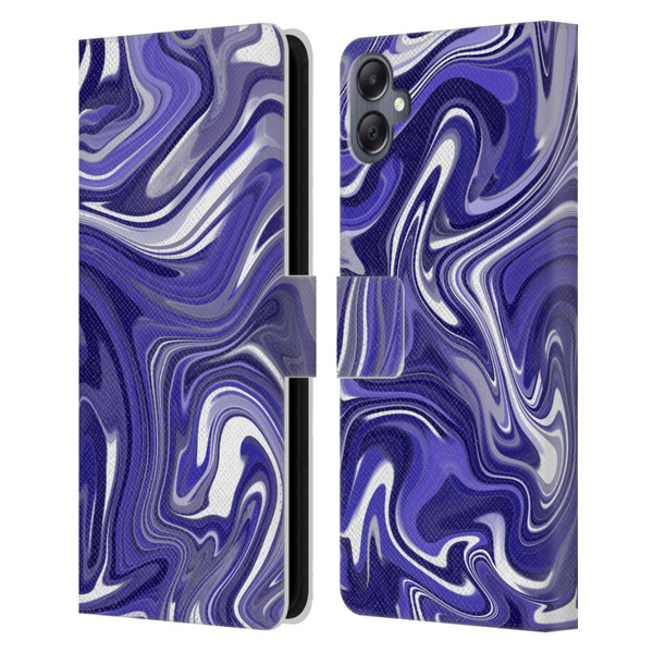 Suzan Lind Marble 2 Dark Violet Leather Book Wallet Case Cover For Samsung Galaxy A05