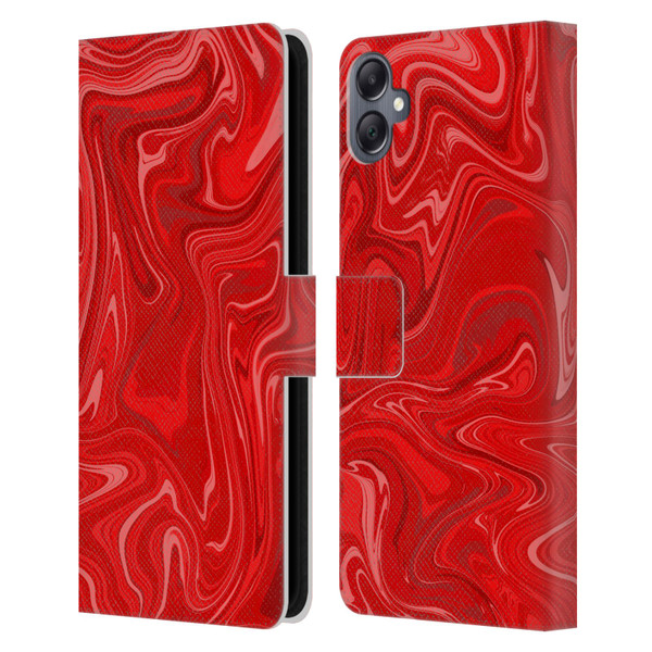 Suzan Lind Marble 2 Red Leather Book Wallet Case Cover For Samsung Galaxy A05