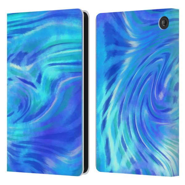 Suzan Lind Tie Dye 2 Deep Blue Leather Book Wallet Case Cover For Amazon Fire 7 2022