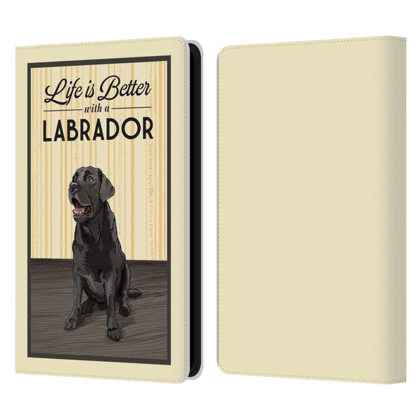 Lantern Press Dog Collection Labrador Leather Book Wallet Case Cover For Amazon Kindle Paperwhite 5 (2021)