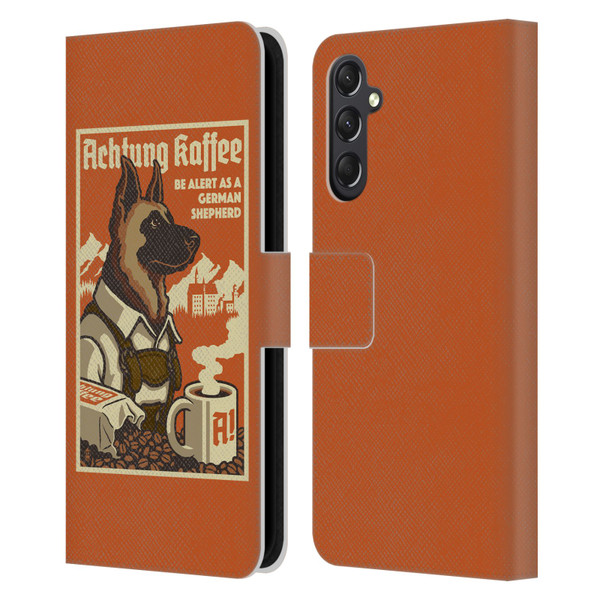 Lantern Press Dog Collection German Sheperd Leather Book Wallet Case Cover For Samsung Galaxy A24 4G / M34 5G