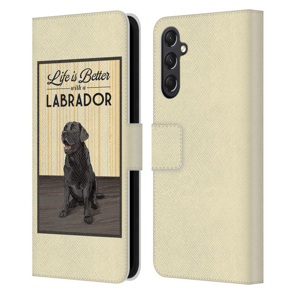 Lantern Press Dog Collection Labrador Leather Book Wallet Case Cover For Samsung Galaxy A24 4G / M34 5G