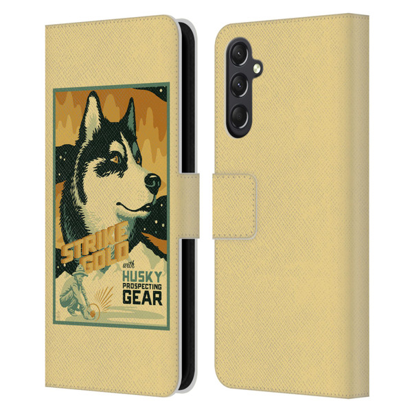 Lantern Press Dog Collection Husky Leather Book Wallet Case Cover For Samsung Galaxy A24 4G / M34 5G