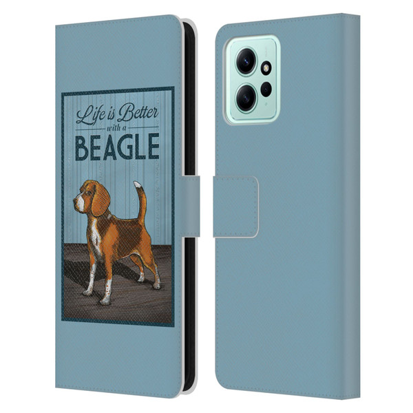 Lantern Press Dog Collection Beagle Leather Book Wallet Case Cover For Xiaomi Redmi 12