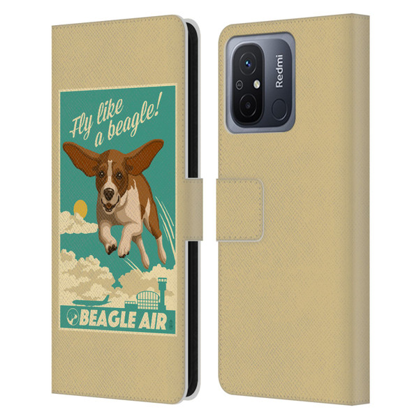 Lantern Press Dog Collection Fly Like A Beagle Leather Book Wallet Case Cover For Xiaomi Redmi 12C