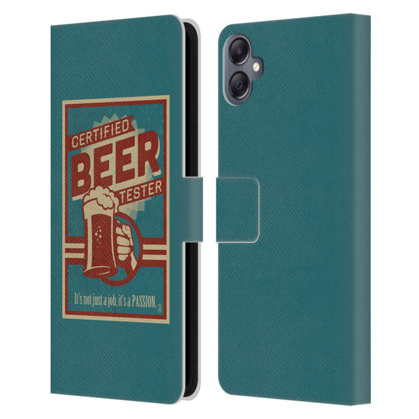 Lantern Press Man Cave Beer Tester Leather Book Wallet Case Cover For Samsung Galaxy A05