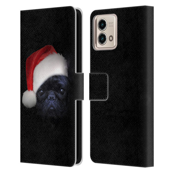 Klaudia Senator French Bulldog 2 Christmas Hat Leather Book Wallet Case Cover For Motorola Moto G Stylus 5G 2023