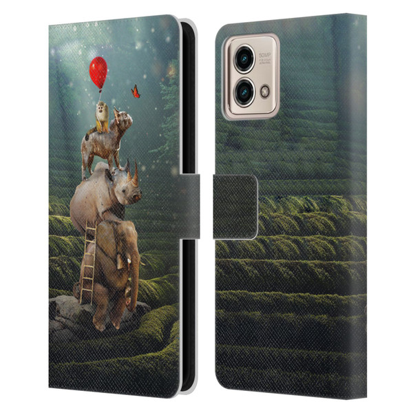 Klaudia Senator French Bulldog 2 Friends Reaching Butterfly Leather Book Wallet Case Cover For Motorola Moto G Stylus 5G 2023