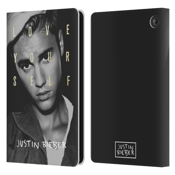 Justin Bieber Purpose B&w Love Yourself Leather Book Wallet Case Cover For Amazon Fire 7 2022