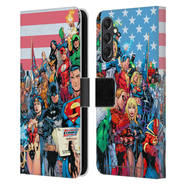 Justice League DC Comics Comic Book Covers Of America #1 Leather Book Wallet Case Cover For Samsung Galaxy A24 4G / M34 5G