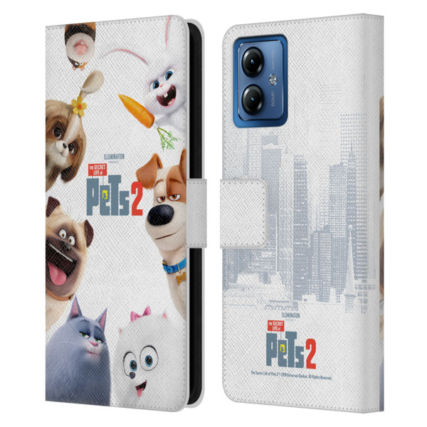 The Secret Life of Pets 2 Character Posters Group Leather Book Wallet Case Cover For Motorola Moto G14