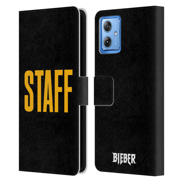 Justin Bieber Tour Merchandise Staff Leather Book Wallet Case Cover For Motorola Moto G54 5G