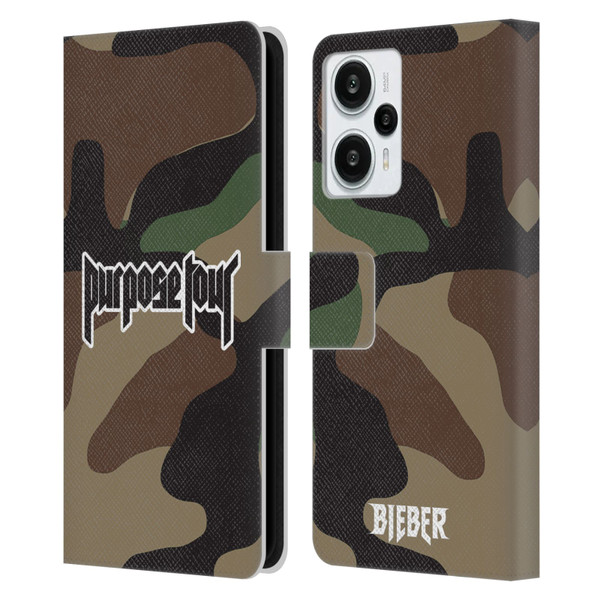 Justin Bieber Tour Merchandise Camouflage Leather Book Wallet Case Cover For Xiaomi Redmi Note 12T