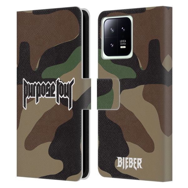 Justin Bieber Tour Merchandise Camouflage Leather Book Wallet Case Cover For Xiaomi 13 5G