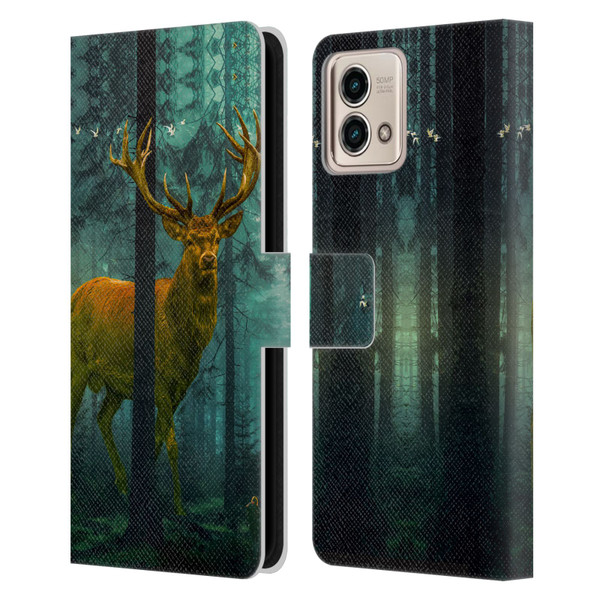 Dave Loblaw Animals Giant Forest Deer Leather Book Wallet Case Cover For Motorola Moto G Stylus 5G 2023