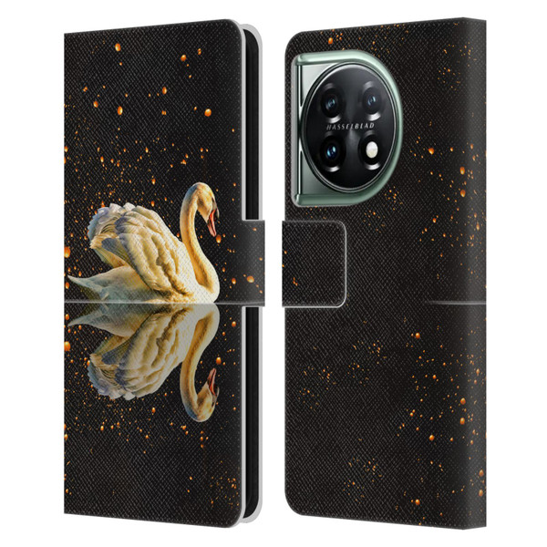 Dave Loblaw Animals Swan Lake Reflections Leather Book Wallet Case Cover For OnePlus 11 5G