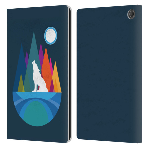 Dave Loblaw Contemporary Art Wolf Mountain With Texture Leather Book Wallet Case Cover For Amazon Fire Max 11 2023