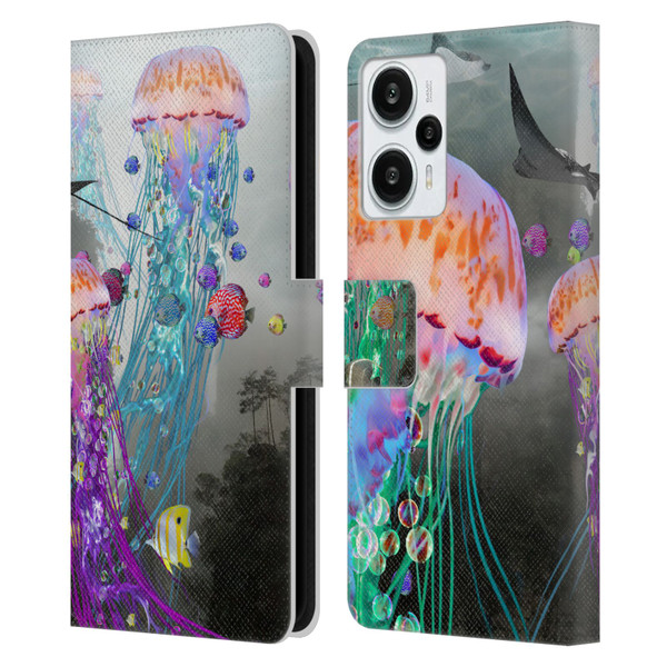 Dave Loblaw Jellyfish Jellyfish Misty Mount Leather Book Wallet Case Cover For Xiaomi Redmi Note 12T