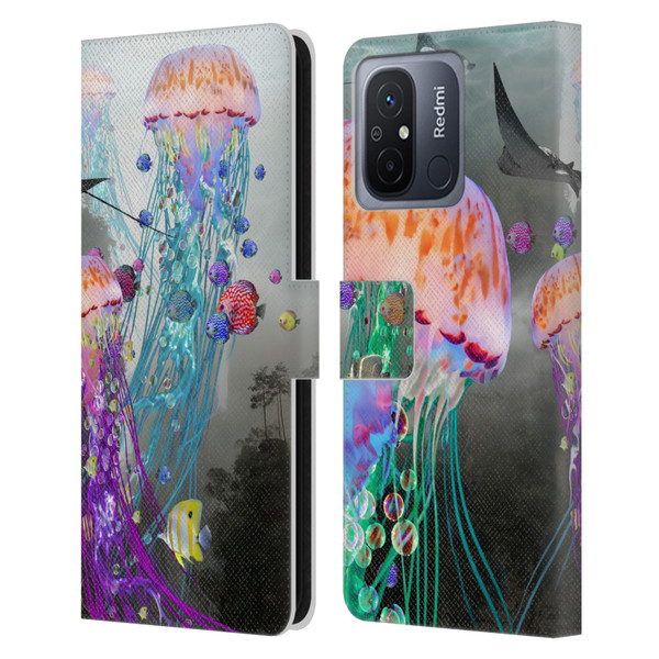 Dave Loblaw Jellyfish Jellyfish Misty Mount Leather Book Wallet Case Cover For Xiaomi Redmi 12C