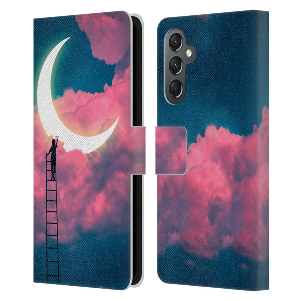 Dave Loblaw Sci-Fi And Surreal Boy Painting Moon Clouds Leather Book Wallet Case Cover For Samsung Galaxy A25 5G