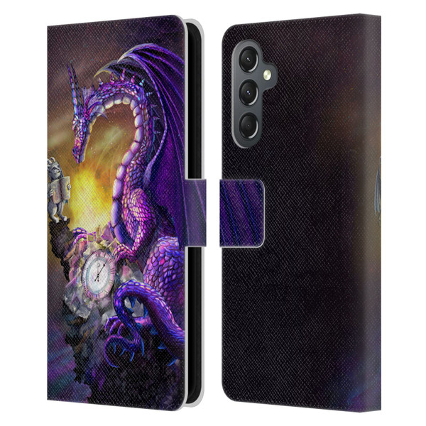 Rose Khan Dragons Purple Time Leather Book Wallet Case Cover For Samsung Galaxy A25 5G