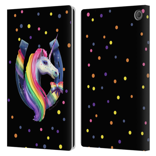 Rose Khan Unicorn Horseshoe Rainbow Leather Book Wallet Case Cover For Amazon Fire Max 11 2023