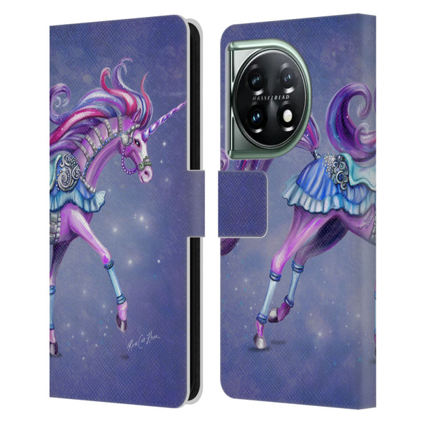 Rose Khan Unicorns Purple Carousel Horse Leather Book Wallet Case Cover For OnePlus 11 5G