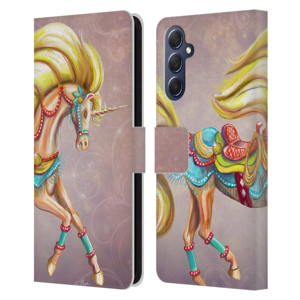 Rose Khan Unicorns Western Palomino Leather Book Wallet Case Cover For Samsung Galaxy M54 5G