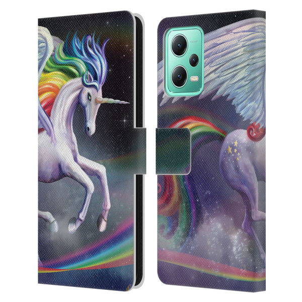 Rose Khan Unicorns Rainbow Dancer Leather Book Wallet Case Cover For Xiaomi Redmi Note 12 5G