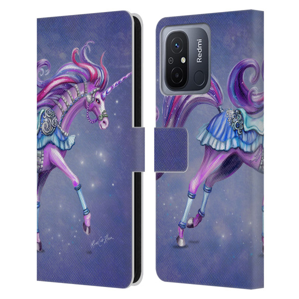 Rose Khan Unicorns Purple Carousel Horse Leather Book Wallet Case Cover For Xiaomi Redmi 12C