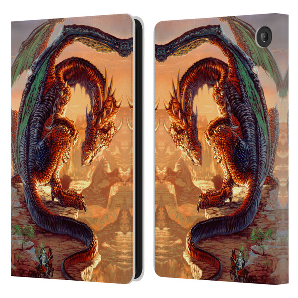 Ed Beard Jr Dragons Bravery Misplaced Leather Book Wallet Case Cover For Amazon Fire 7 2022
