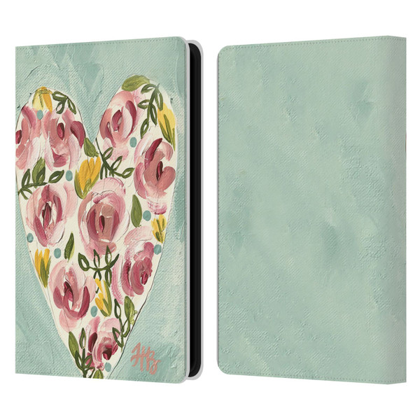 Haley Bush Floral Painting Valentine Heart Leather Book Wallet Case Cover For Amazon Kindle Paperwhite 5 (2021)