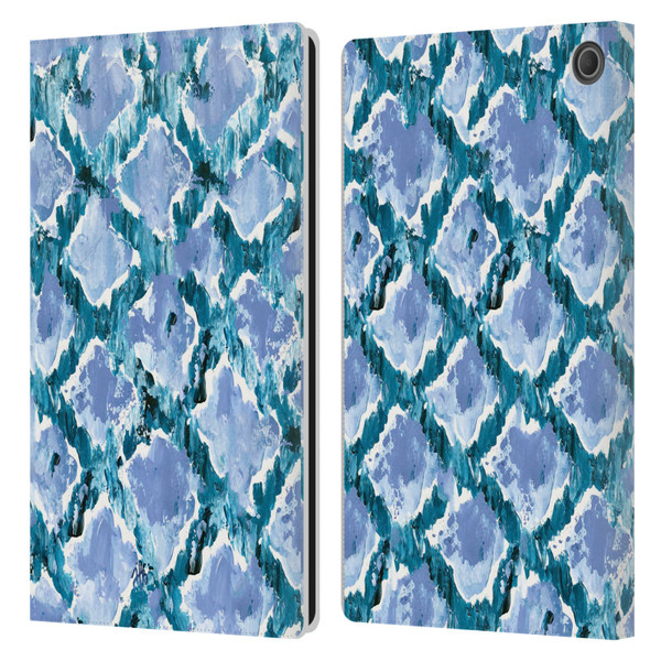 Haley Bush Pattern Painting Blue Diamond Leather Book Wallet Case Cover For Amazon Fire Max 11 2023